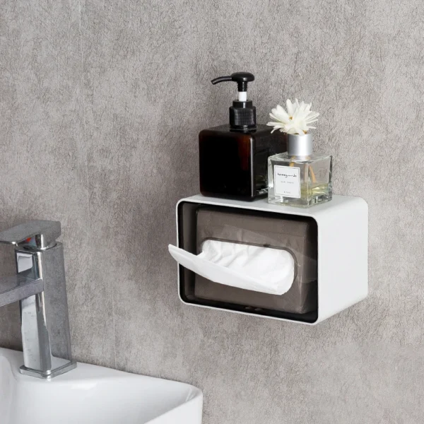 Custom Logo Wall-Mounted Clear Plastic Facial Tissue Box Rectangular Napkin Holder Roll Paper Towel Case for Home Hotel - Image 3