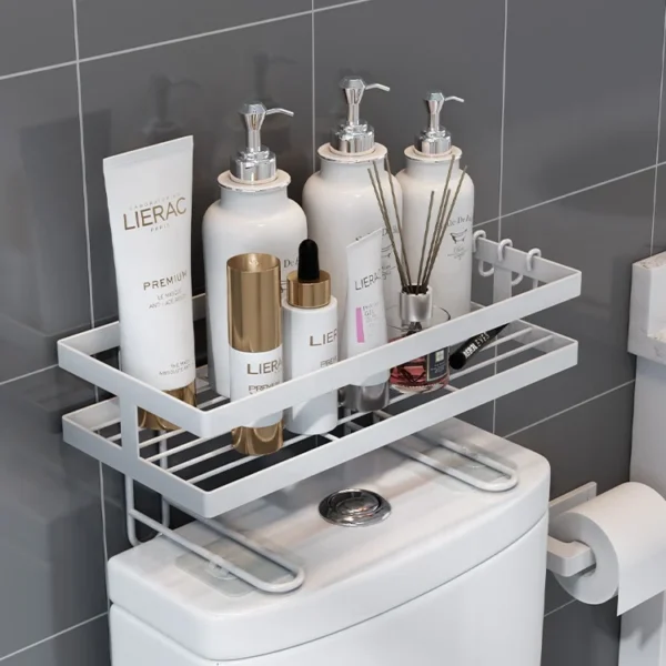 Hot Selling Free Punch Metal Wire Basket Toilet Paper Holder Over Commode Bathroom  Accessories Makeup Racks Steel Storage Shelf - Image 6