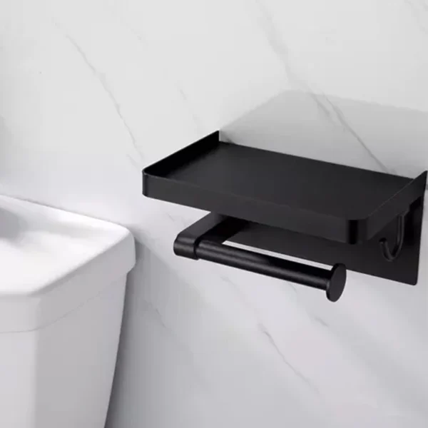 304 Stainless Steel Toilet Paper Holder Roll Paper Bathroom Tissue Holder with Shelf - Image 3