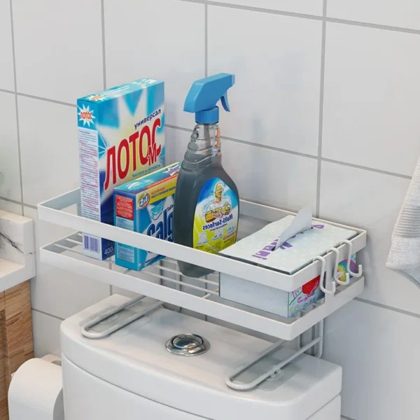 Hot Selling Free Punch Metal Wire Basket Toilet Paper Holder Over Commode Bathroom  Accessories Makeup Racks Steel Storage Shelf - Image 3