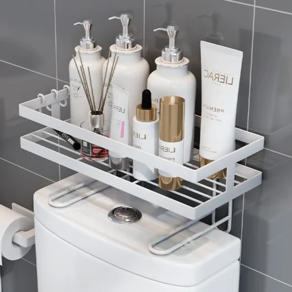 Hot Selling Free Punch Metal Wire Basket Toilet Paper Holder Over Commode Bathroom  Accessories Makeup Racks Steel Storage Shelf - Image 2