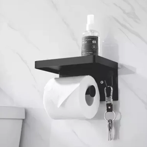 304 Stainless Steel Toilet Paper Holder Roll Paper Bathroom Tissue Holder with Shelf - Image 4