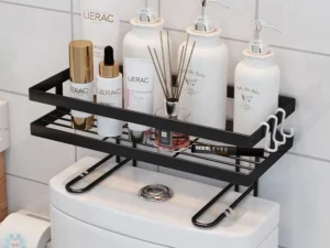 Hot Selling Free Punch Metal Wire Basket Toilet Paper Holder Over Commode Bathroom  Accessories Makeup Racks Steel Storage Shelf