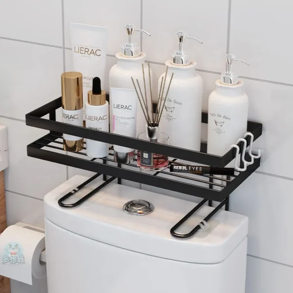 Hot Selling Free Punch Metal Wire Basket Toilet Paper Holder Over Commode Bathroom  Accessories Makeup Racks Steel Storage Shelf