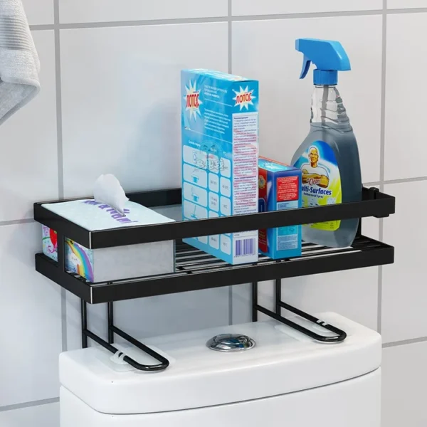 Hot Selling Free Punch Metal Wire Basket Toilet Paper Holder Over Commode Bathroom  Accessories Makeup Racks Steel Storage Shelf - Image 5