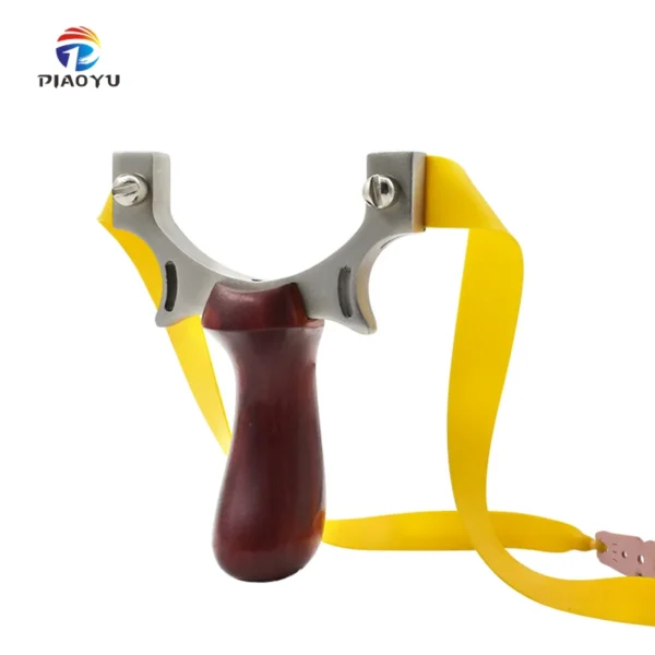 Piaoyu Portable Stainless Steel TTF Wooden Slingshot with Finger Handle Outdoor Competitive Hunting Shooting Product - Image 6