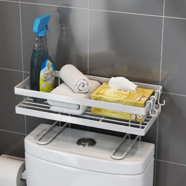 Hot Selling Free Punch Metal Wire Basket Toilet Paper Holder Over Commode Bathroom  Accessories Makeup Racks Steel Storage Shelf - Image 4