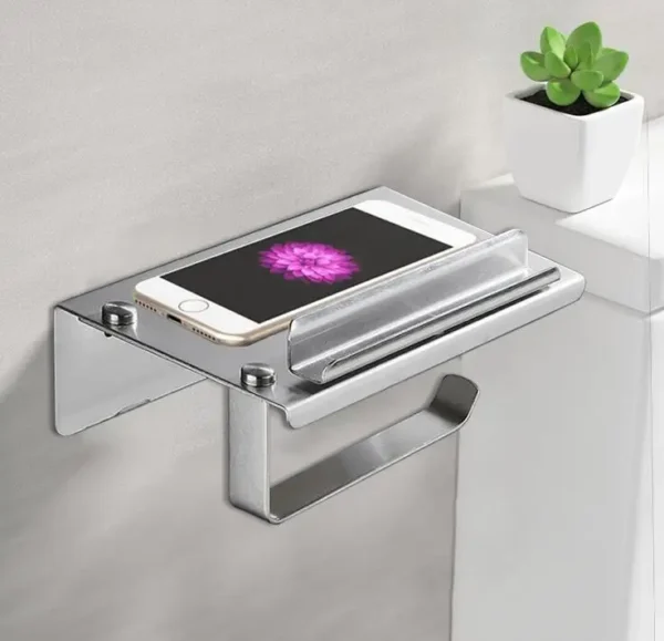 Modern Chrome Wall Mount Toilet Paper Holder Self-Adhesive Roll Hanger for Bathroom or Kitchen Stylish Design - Image 6