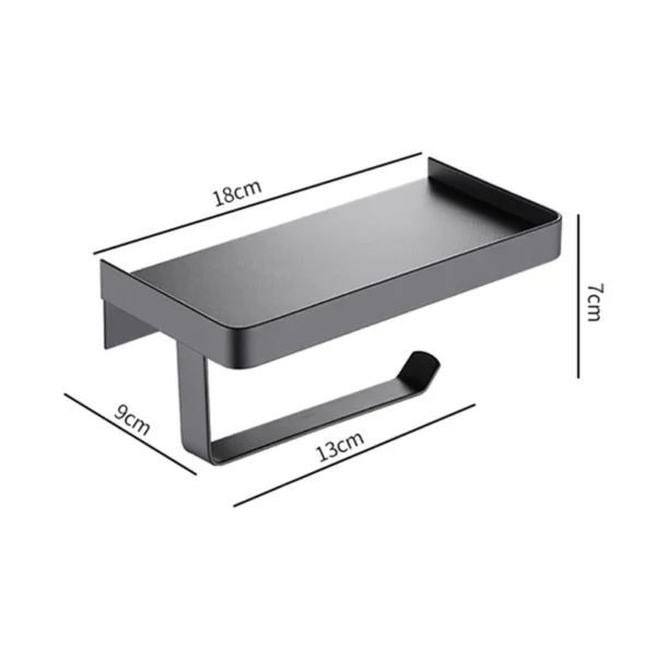 Modern Wall-Mounted SUS304 Stainless Steel Toilet Tissue Paper Holder with Mobile Phone Storage Shelf Black for Bathroom - Image 5