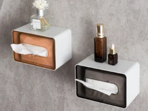 Custom Logo Wall-Mounted Clear Plastic Facial Tissue Box Rectangular Napkin Holder Roll Paper Towel Case for Home Hotel