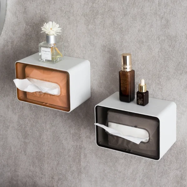 Custom Logo Wall-Mounted Clear Plastic Facial Tissue Box Rectangular Napkin Holder Roll Paper Towel Case for Home Hotel
