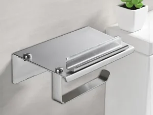 Modern Chrome Wall Mount Toilet Paper Holder Self-Adhesive Roll Hanger for Bathroom or Kitchen Stylish Design